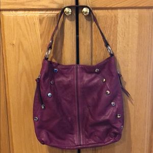 Soft purple large shoulder bag silver studs